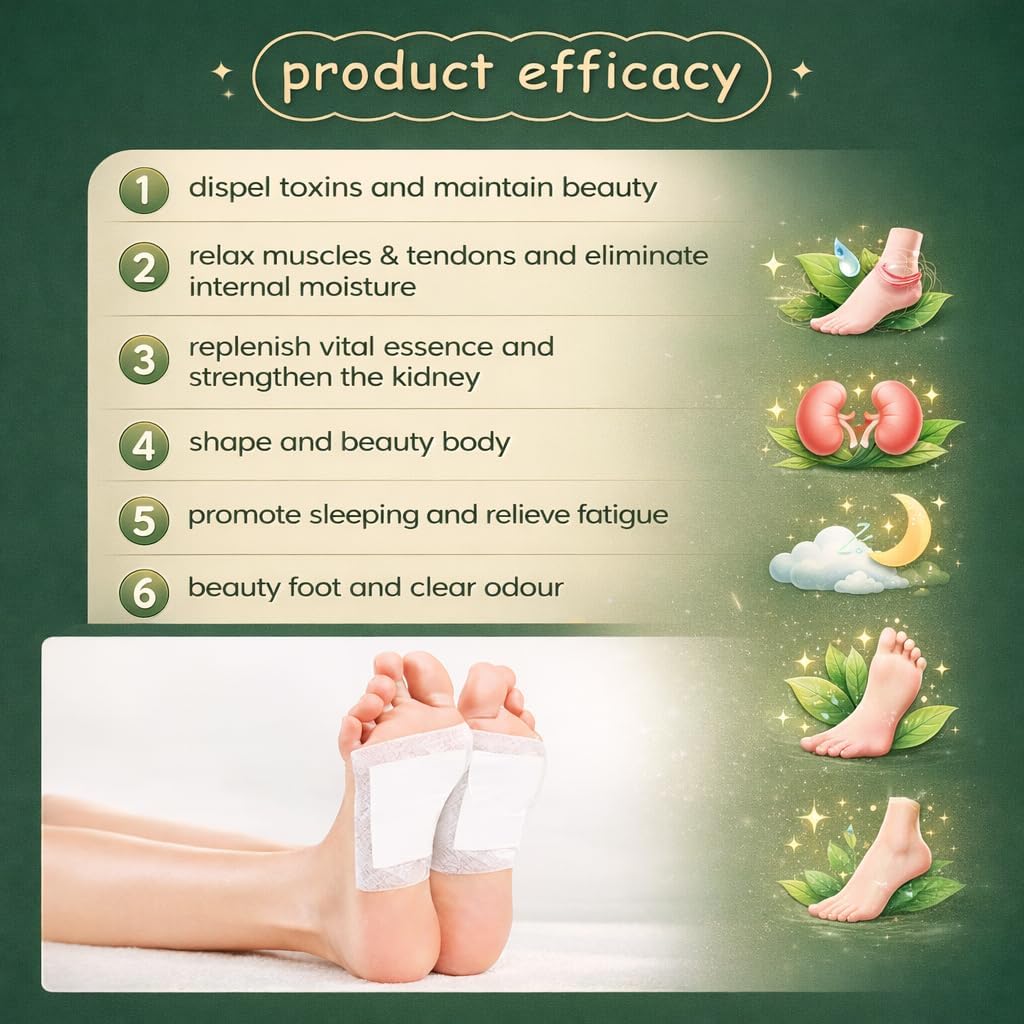 Premium Detox Foot Patches with Ginger & Bamboo & Salt & Vinegar, Pain Relief, Stress Relief For Men & Women