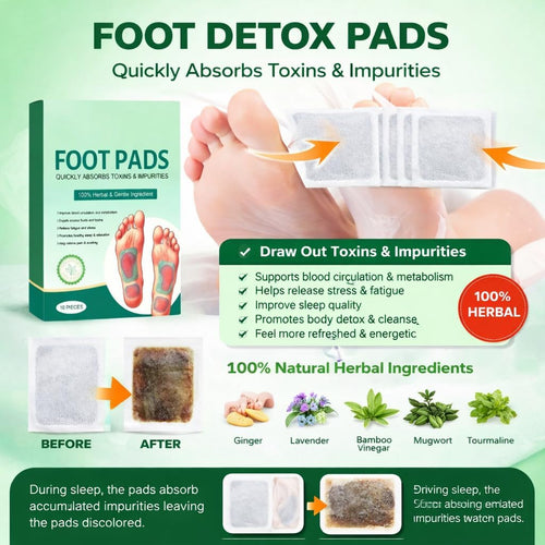 Premium Detox Foot Patches with Ginger & Bamboo & Salt & Vinegar, Pain Relief, Stress Relief For Men & Women