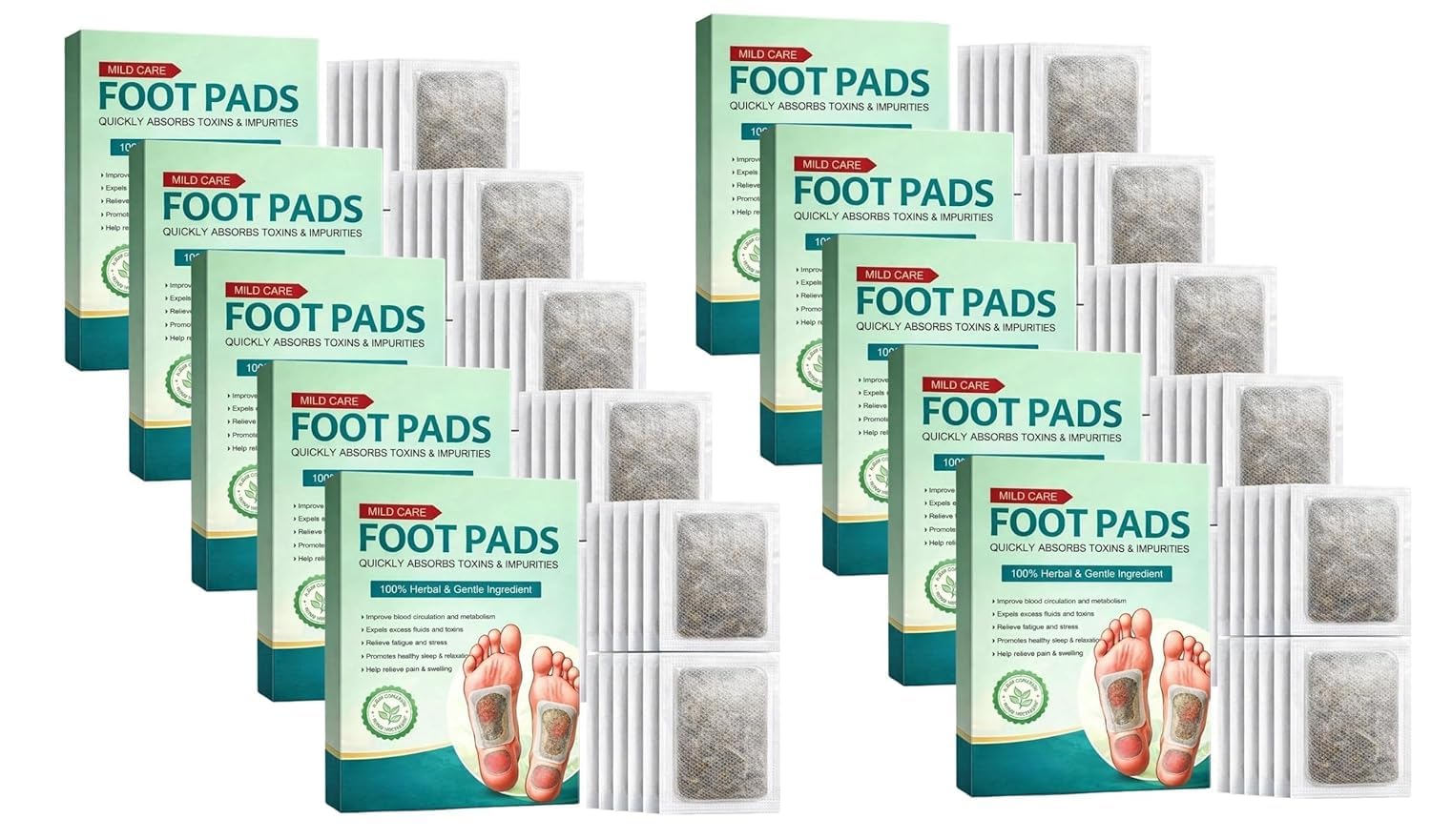 Premium Detox Foot Patches with Ginger & Bamboo & Salt & Vinegar, Pain Relief, Stress Relief For Men & Women