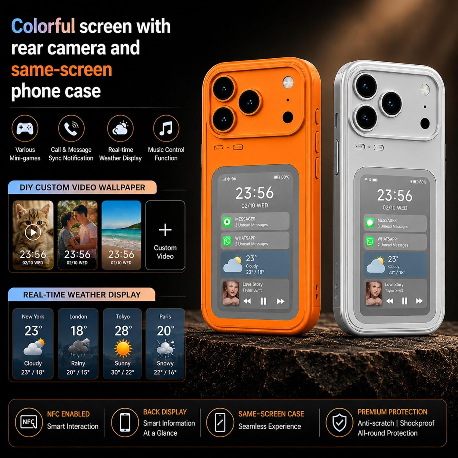 (Buy 1 Get 1) NFC Smart Display Hybrid Shockproof Protective Case for iPhone